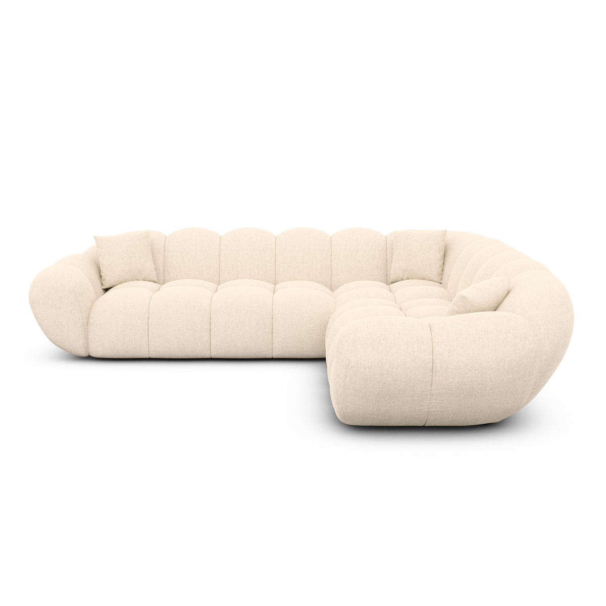 ECKSOFA Liva Creme Strukturstoff - Creme, Textil (258/258cm) - VAROYAL