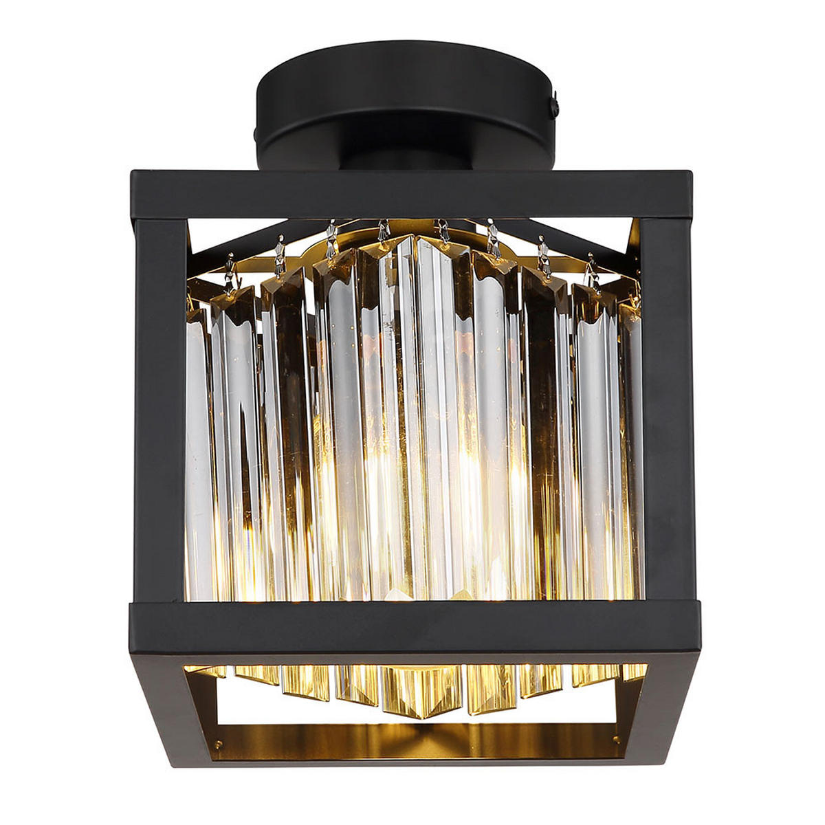 LED DECKENLEUCHTE MATHILDE Schwarz Glaskristall - Schwarz, Glas (17/17/21cm) - Globo Lighting