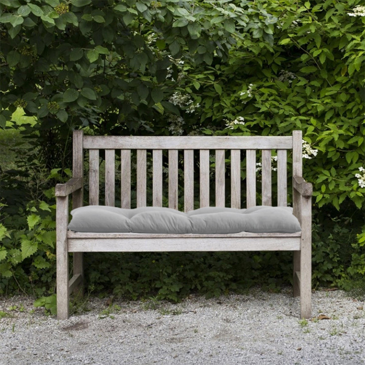 BANKKISSEN Hellgraues rechteckiges getuftetes Komfortabel & Langlebig Gestepptes Design 120 x 40 cm - Hellgrau, Textil (40/120cm) - Livingandhome