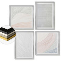 WANDBILDER 4er Set - 50x50 cm & 40x60 cm Silberner Rahmen - Leuchtende Strukturen, Sandmuster - Silberfarben, Kunststoff (50/50cm) - ArtPrintCave