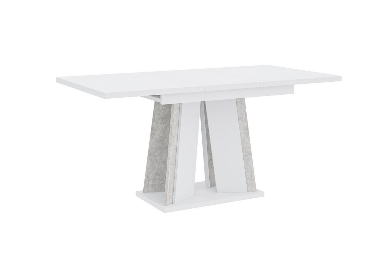 ESSTISCH Ausziehbar 120 - 160 cm Weiß und Grau Betonoptik - Weiß/Grau, Holzwerkstoff (120/80/75cm) - PROSPERO