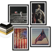 WANDBILDER 4er-Set - 50x50 cm & 40x60 cm Schwarzer Rahmen - Amerikanische Symbole, USA-Flagge - Schwarz, Kunststoff (50/50cm) - ArtPrintCave