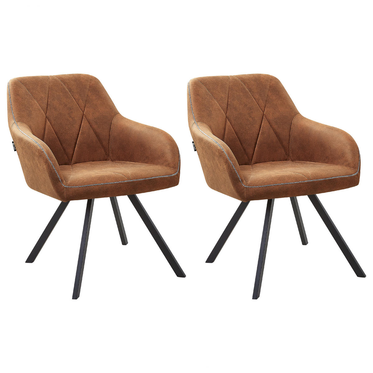 ESSZIMMERSTUHL 2er-Set Polsterbezug Braun Monee - Braun, Textil/Metall (48/78/50cm) - Beliani