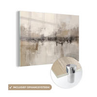 ACRYLGLASBILD Moderne Kunst - Abstrakt - Beige 90x60 cm - Beige, Glas (90/60cm) - MuchoWow