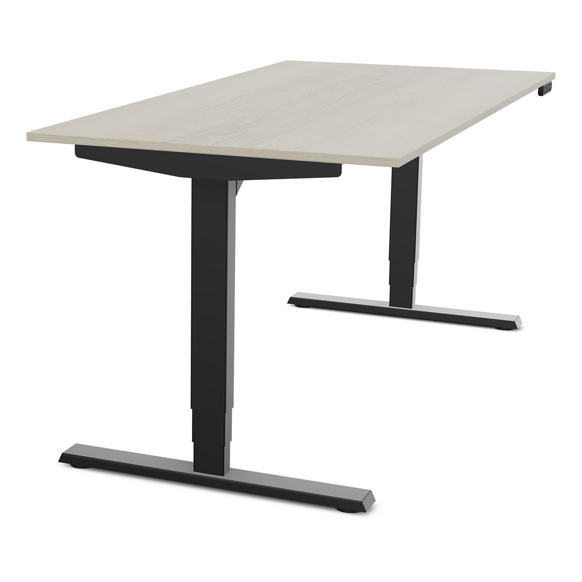 SCHREIBTISCH Elektrisch höhenverstellbarer Schreibtisch Y-Line Eiche Polar Schwarz 180/80/62-127cm - Eiche Bianco/Schwarz, Holzwerkstoff/Metall (80/180/127cm) - ASSMANN