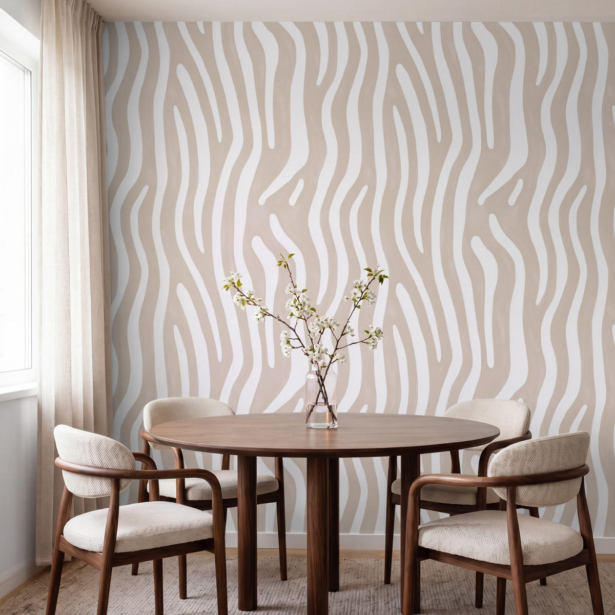 TAPETE - Abstrakt - Zebra - Beige - 220x200 cm - Beige, Papier (220/200cm) - OnlyWow