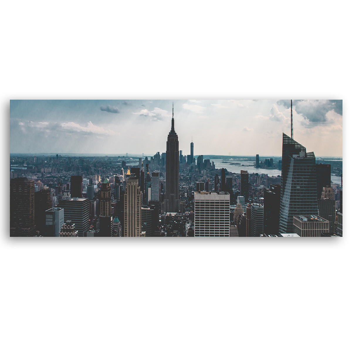 WANDBILD skyline von new york city - Grau, Textil (90/30cm) - Feeby