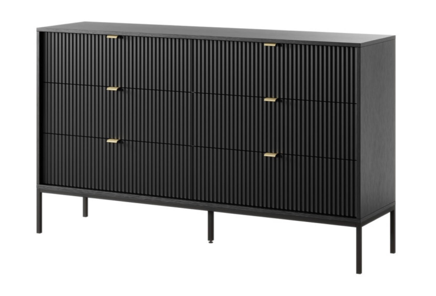 SIDEBOARD Schwarz KS154 Glamour Stil - Schwarz, Holzwerkstoff (154/91/39cm) - Sepro Meble