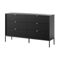 SIDEBOARD Schwarz KS154 Glamour Stil - Schwarz, Holzwerkstoff (154/91/39cm) - Sepro Meble