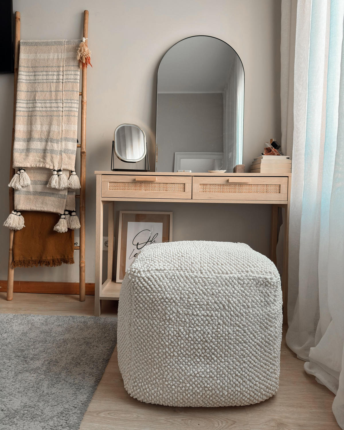POUF Beige Joara - Beige, Textil (45/45/45cm) - Beliani