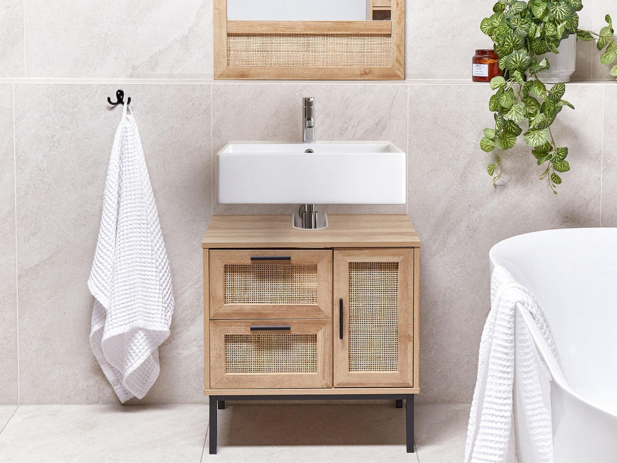 WASCHBECKENUNTERSCHRANK 60 cm Hellbraun Rosell - Naturfarben, Holzwerkstoff (60/60/40cm) - Beliani