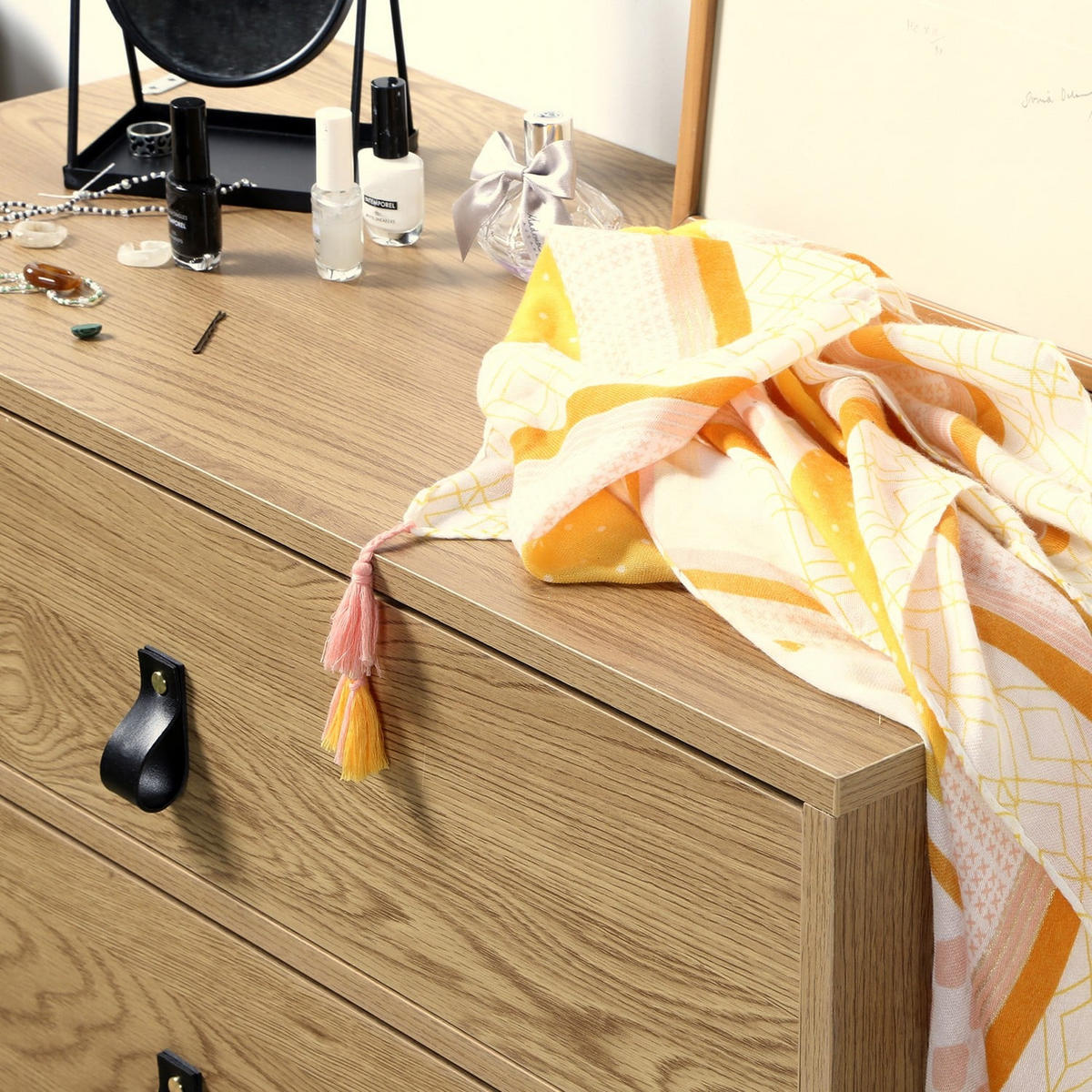 KOMMODE in Eiche-Dekor mit 3 Schubladen und Metallgestell - Eichefarben, Holzwerkstoff (39/79.5/80cm) - Calicosy