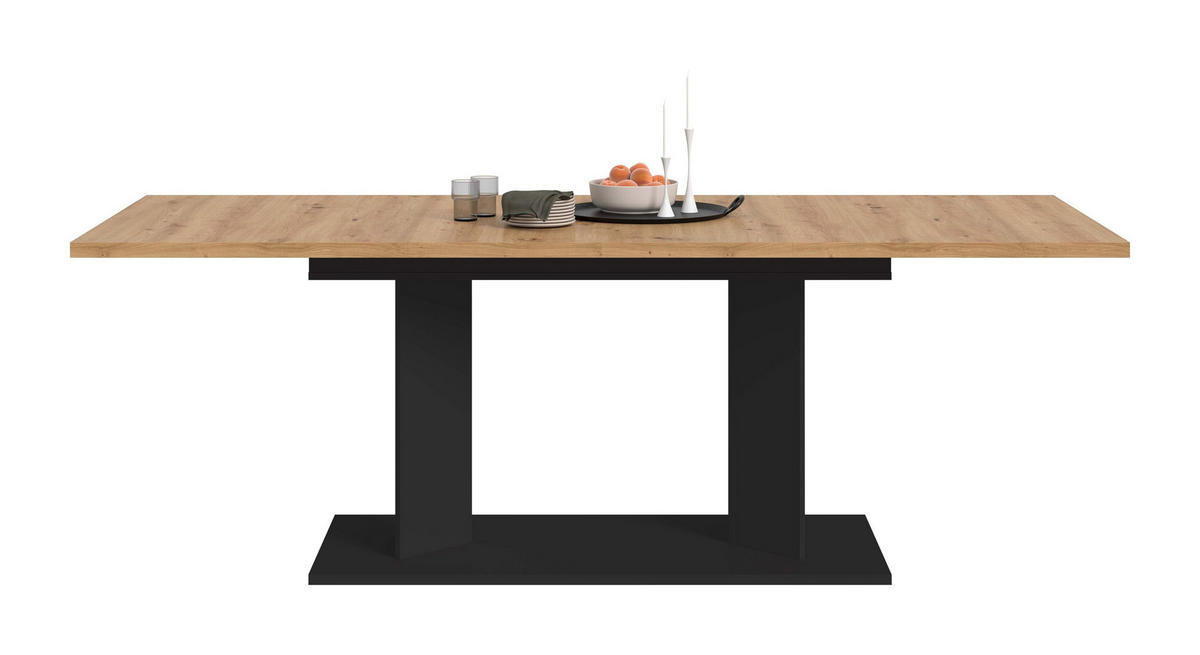 ESSTISCH GUSTAV (B/H/T: ca. 220/76/100 cm) in schwarz/Artisan Eiche Nachbildung - Schwarz, Holzwerkstoff (100/220/76cm)