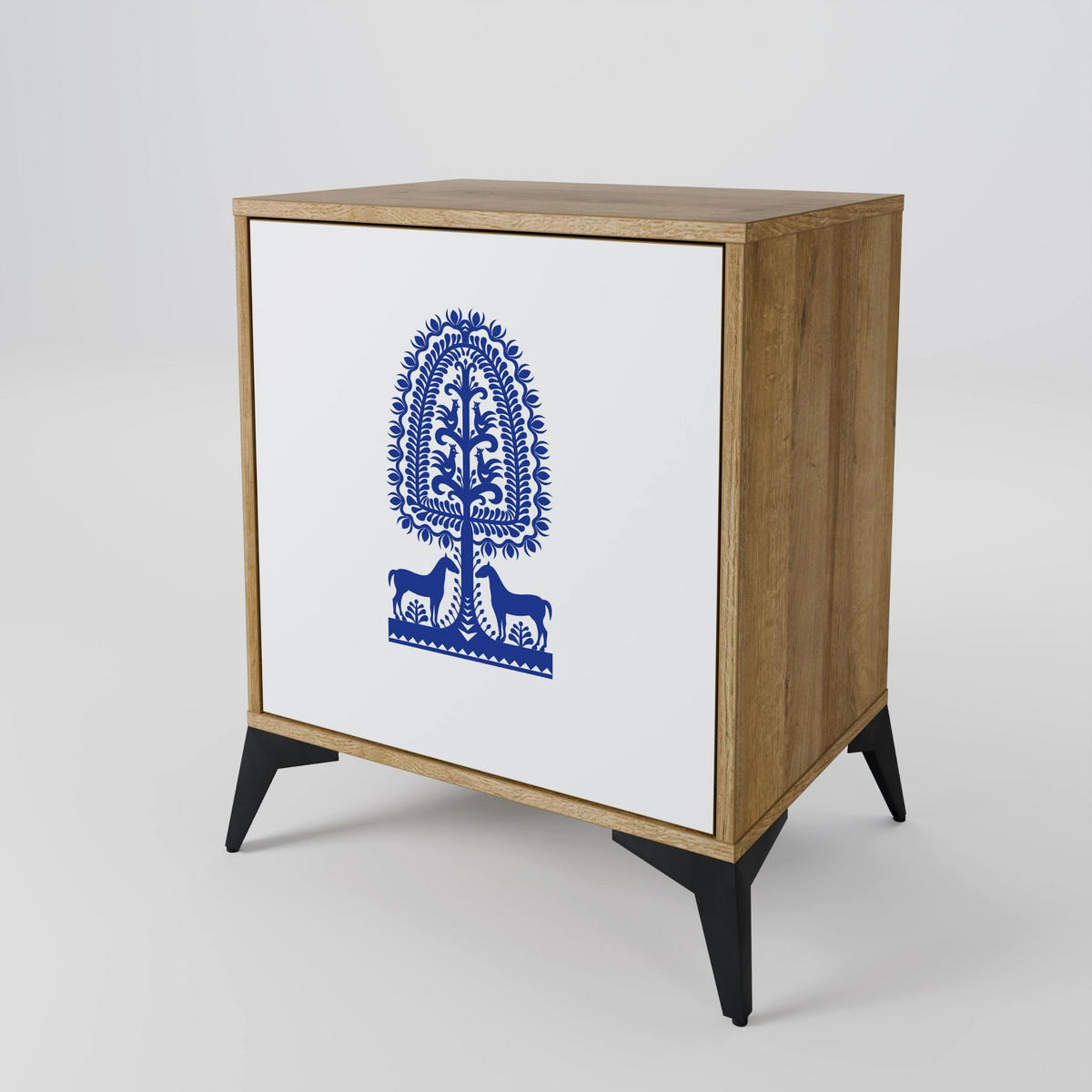 SIDEBOARD POLISH FOLK ART, Eichefarben, 57,5x42x57,5 cm, Ohne Füße - Eichefarben/Multicolor, Holzwerkstoff (57.5/57.5/42cm) - SpaceRebels