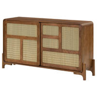SIDEBOARD Mango/Seegras 150x40x80 hellbraun lackiert MIZUMI #100 - Braun, Holz (150/80/40cm) - Massivmoebel24