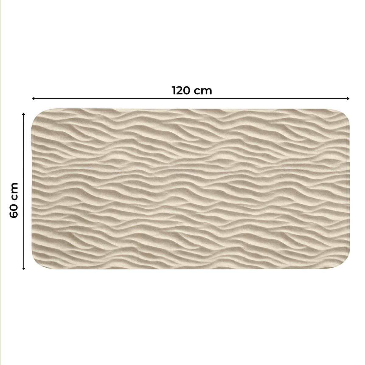 WC-VORLEGER Sand - Wellen - Beige WC Teppich 120x60 cm - Sandfarben, Kunststoff/Textil (120/1cm) - OnlyWow