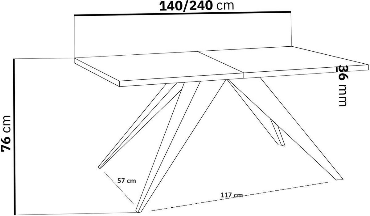 ESSTISCH VENTO Beige 80x240x76 cm - Beige, Holzwerkstoff (240/80/76cm) - FURNLUX