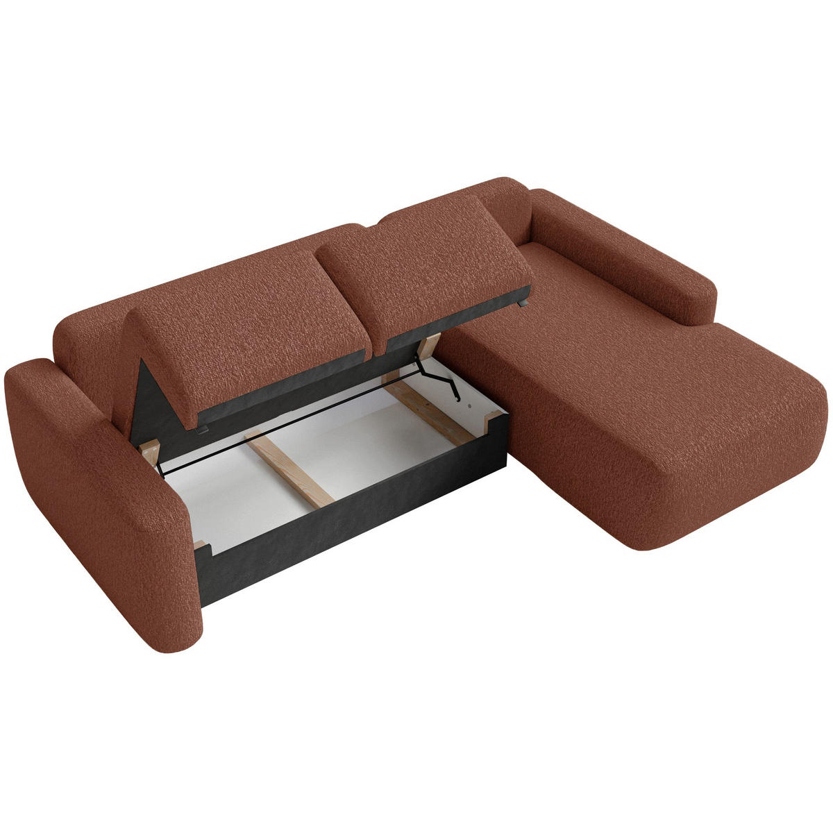 ECKSOFA Carnos Mini Kupfer Chenille - Schwarz/Kupferfarben, Kunststoff/Textil (164/238cm) - Selsey