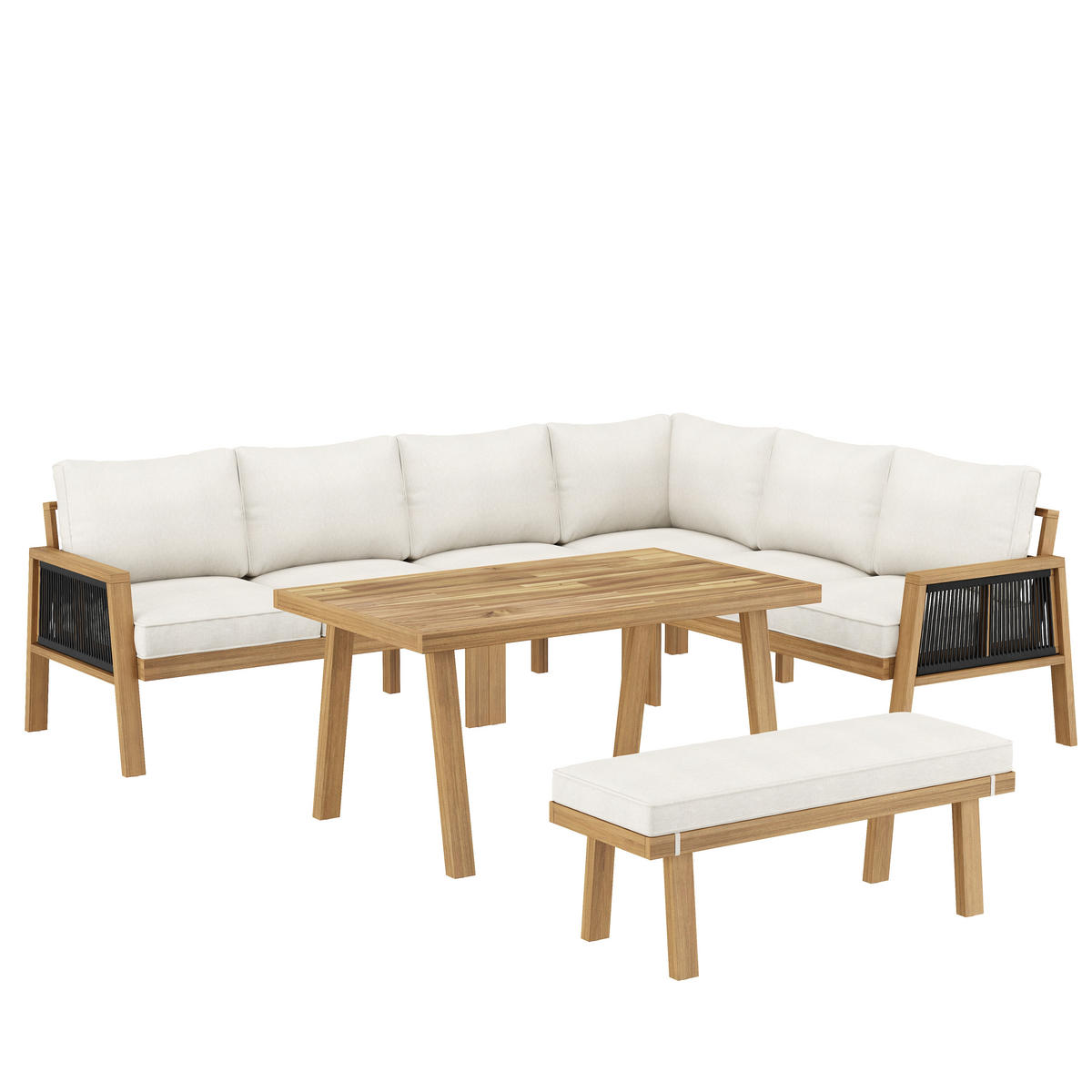 GARTENMÖBELSET Natur Creme - Beige, Holz - ComfortXL