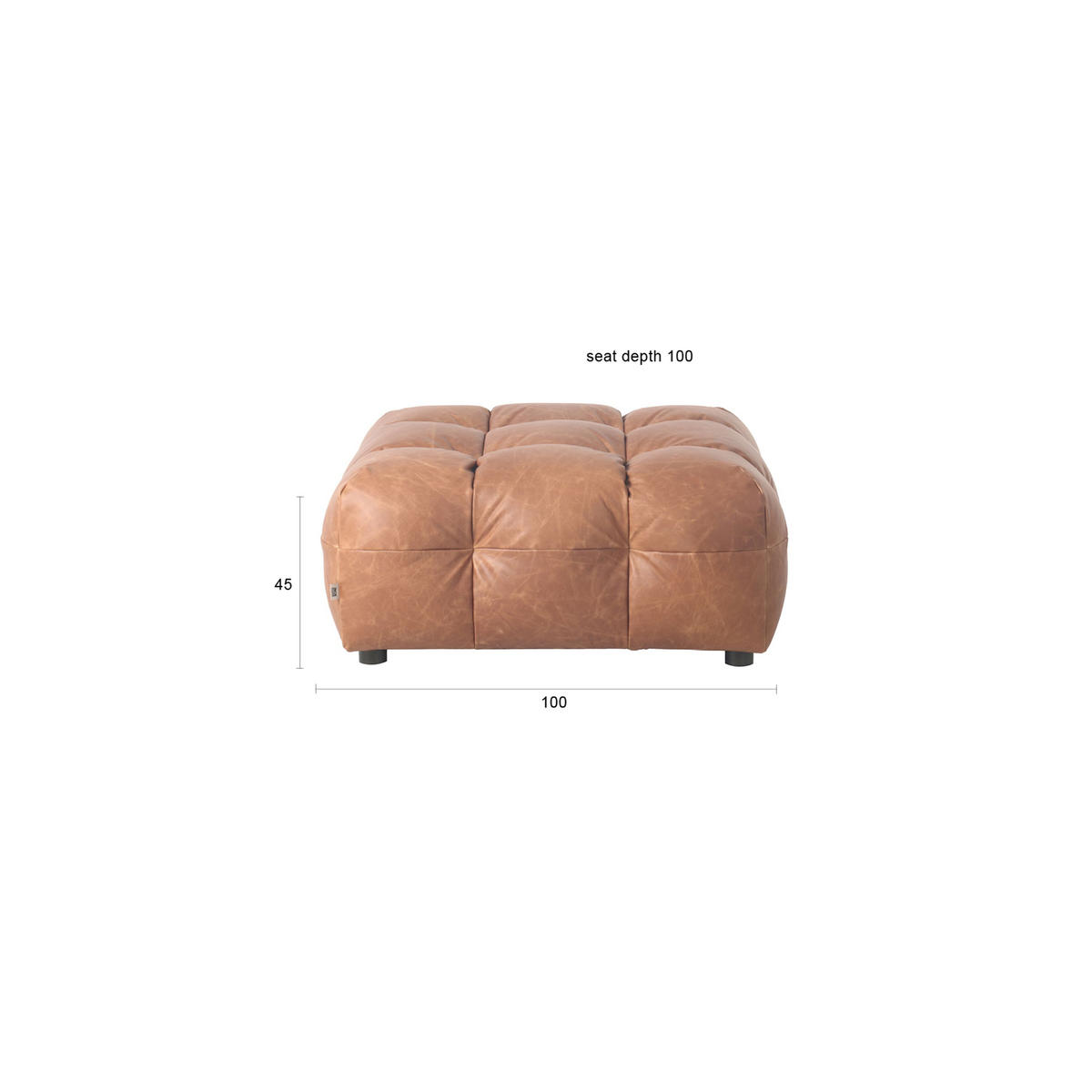 SITZHOCKER Hackman Leder Cognac/ Braun - Cognac/Braun, Leder (100/45/100cm) - Dutchbone