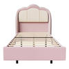 KINDERBETT 90×200 cm, LED-Musiklampe, schwebendes Design, Kopfteil in Wolkenform, bett rosa - Pink, Metall (90/215cm) - HOMAVO