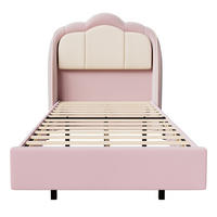 KINDERBETT 90×200 cm, LED-Musiklampe, schwebendes Design, Kopfteil in Wolkenform, bett rosa - Pink, Metall (90/215cm) - HOMAVO