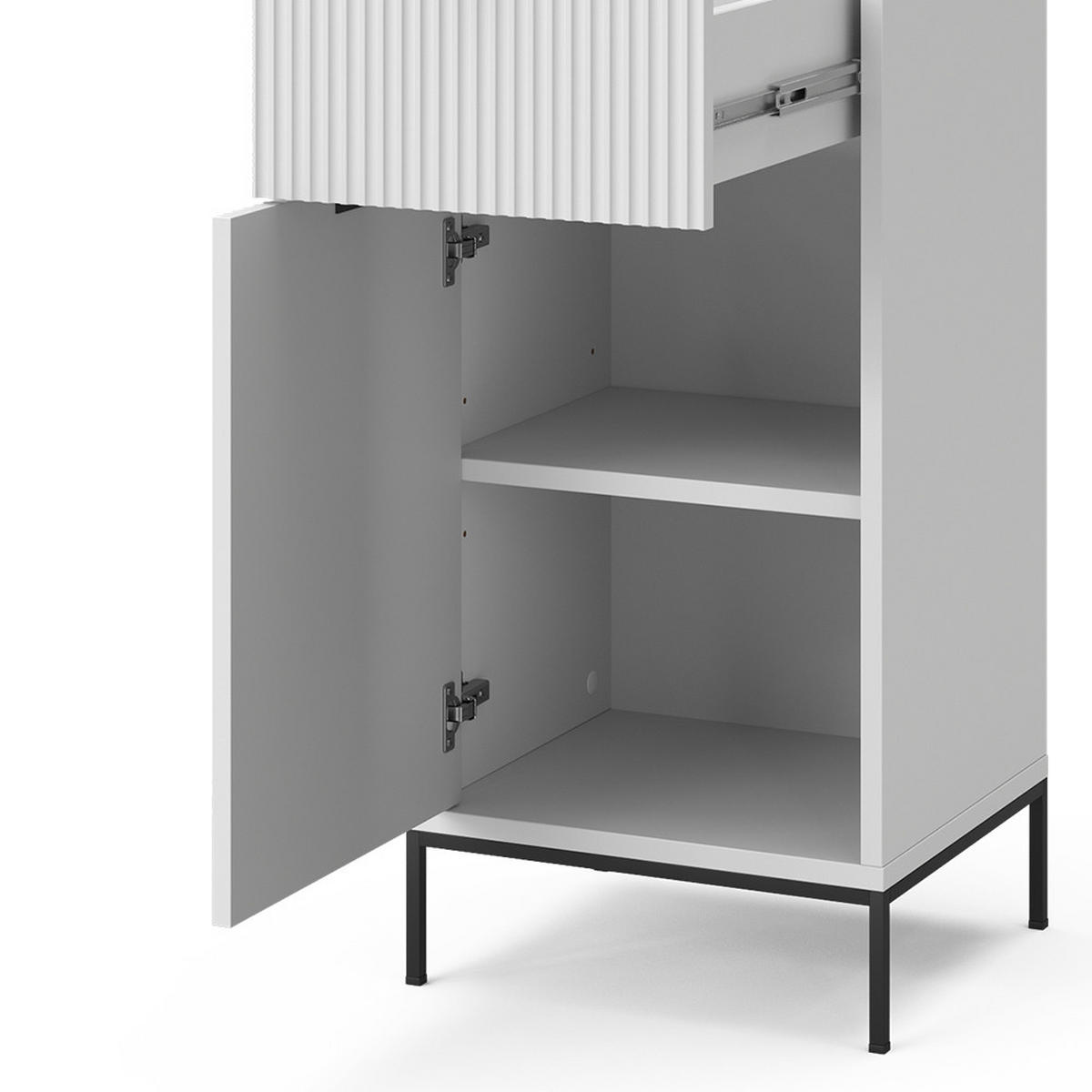 BADSCHRANK Eliza Weiß 40 x 87 cm mit Tür und Schublade - Weiß, Holzwerkstoff (40/87/35cm) - Vicco