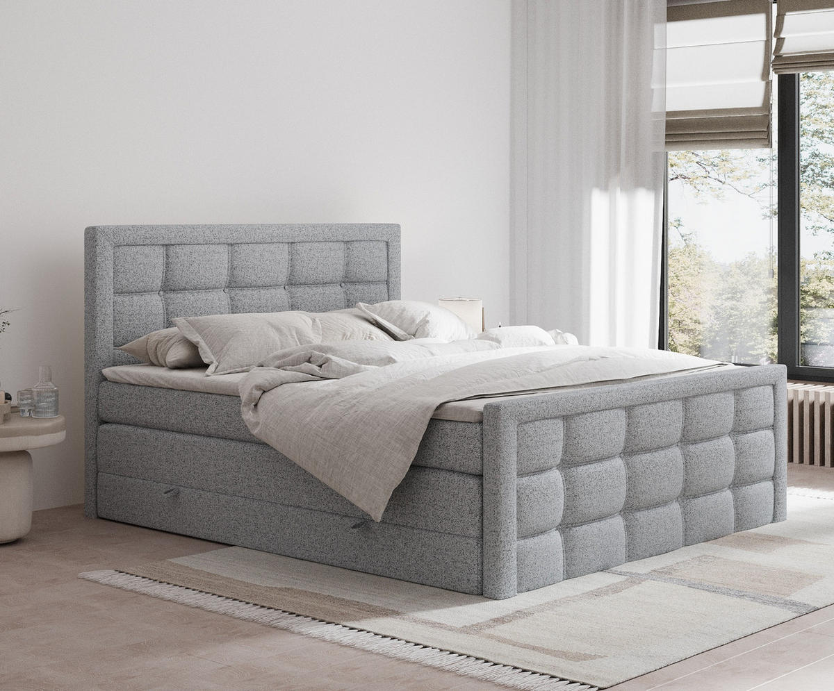 BOXSPRINGBETT Ambrosia Grau 140/200 cm - Schwarz/Grau, Holz/Holzwerkstoff (140/200cm) - Maison de Reve