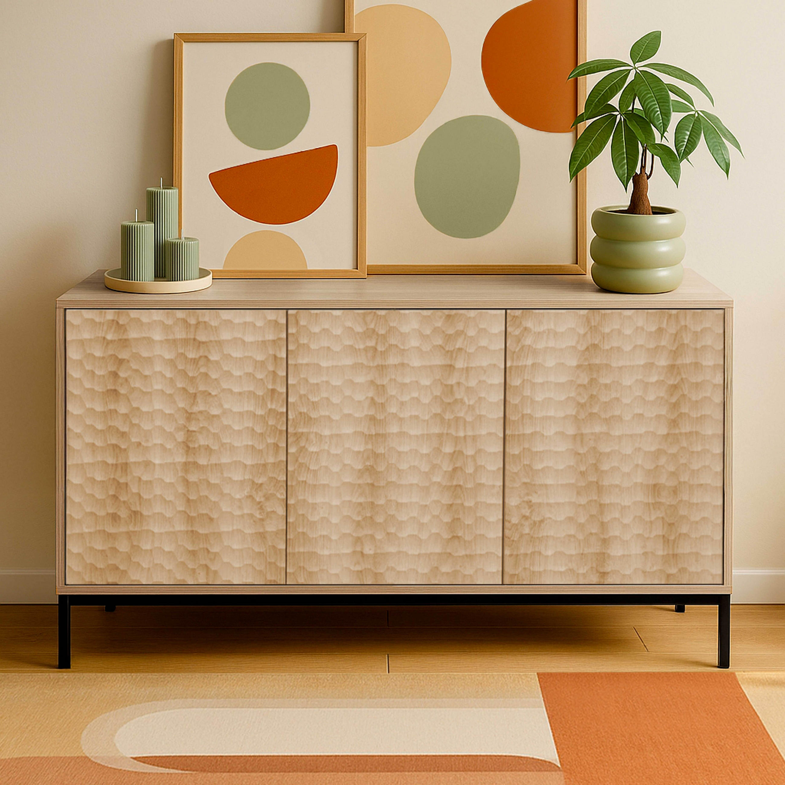 SIDEBOARD, helles Holzeffekt - Beige, Holz (40/85/147cm) - Oviala