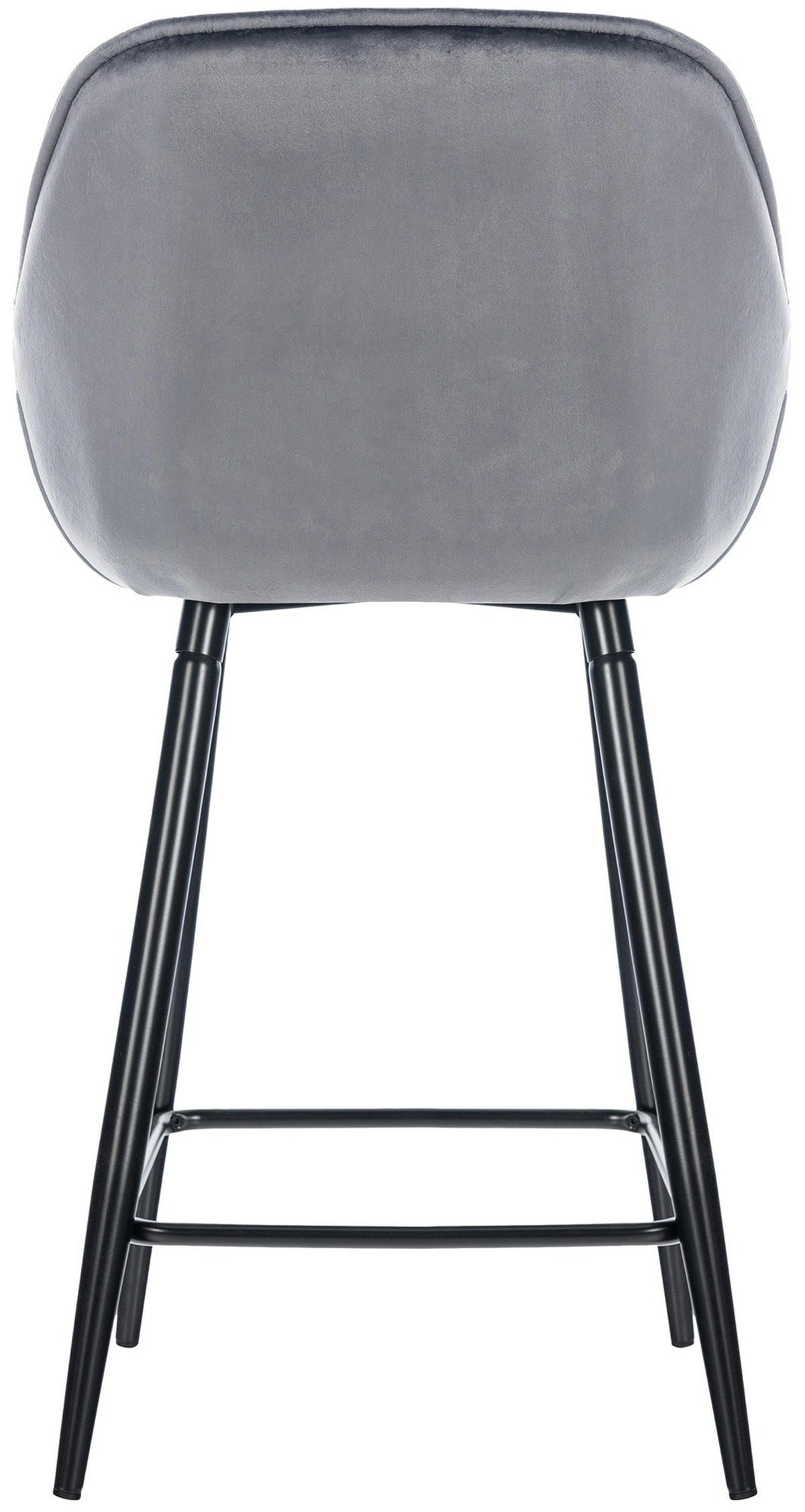 BARHOCKER 2er Set Gibal Samt dunkelgrau - Schwarz/Grau, Textil/Metall (54/93.5/57.5cm) - TPFLiving