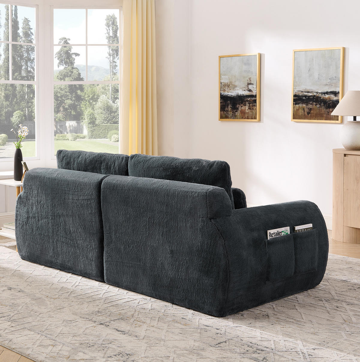 2-SITZER Sofa mit USB-Ladefunktion und Seitentasche Grau - Grau, Kunststoff (208/81/101cm) - Meubliv