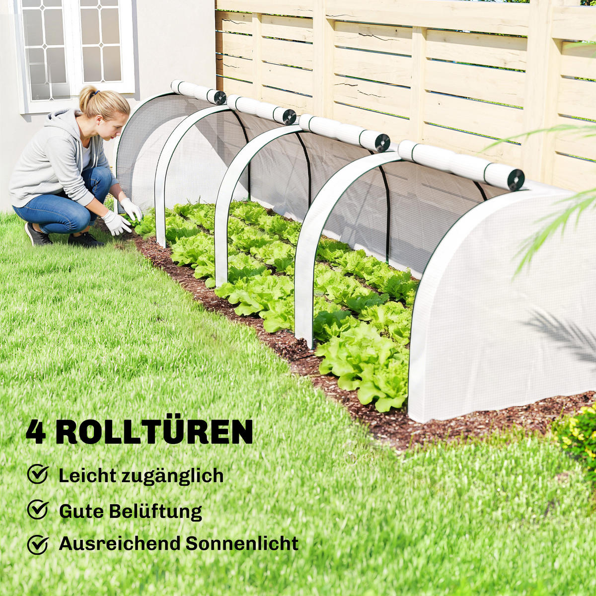 GEWÄCHSHAUS aus PE Stahl Weiß - Weiß, Metall (100/80/395cm) - Outsunny