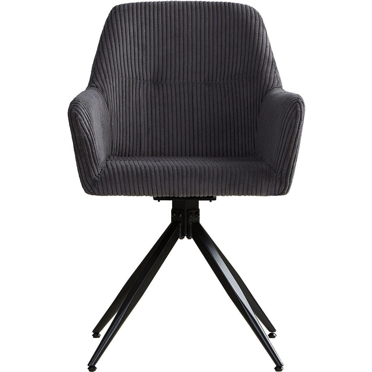 ARMLEHNENSTUHL 2 Stück in Cord drehbar Grau - Schwarz/Grau, Textil (114/85/59cm) - Homestyle4u