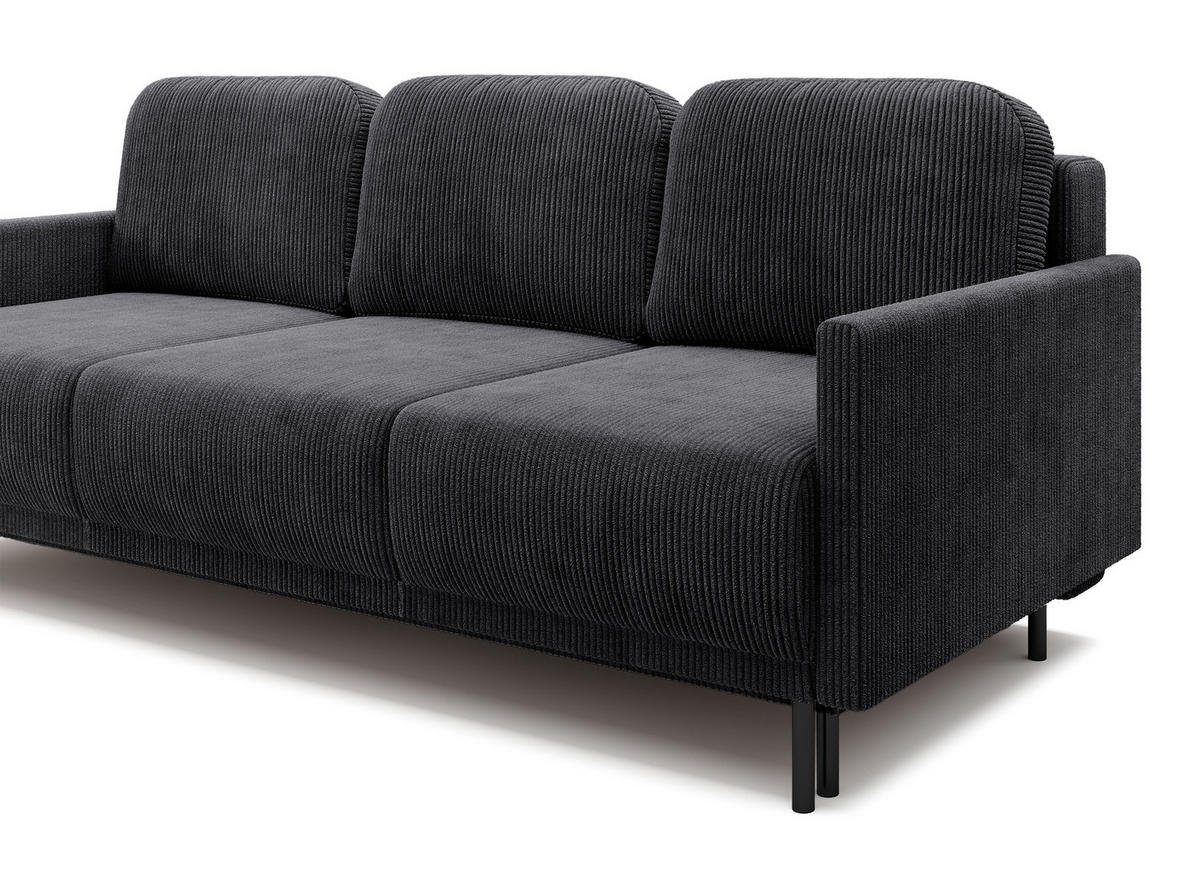 SCHLAFSOFA Hamiel Graublau Cordbezug 212 cm - Dunkelgrau/Schwarz, Holz/Textil (212/87/97cm) - Selsey