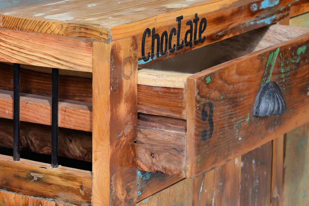 SIDEBOARD aus recyceltem Holz - Chromfarben, Holz (40/86/140cm) - Giner y Colomer