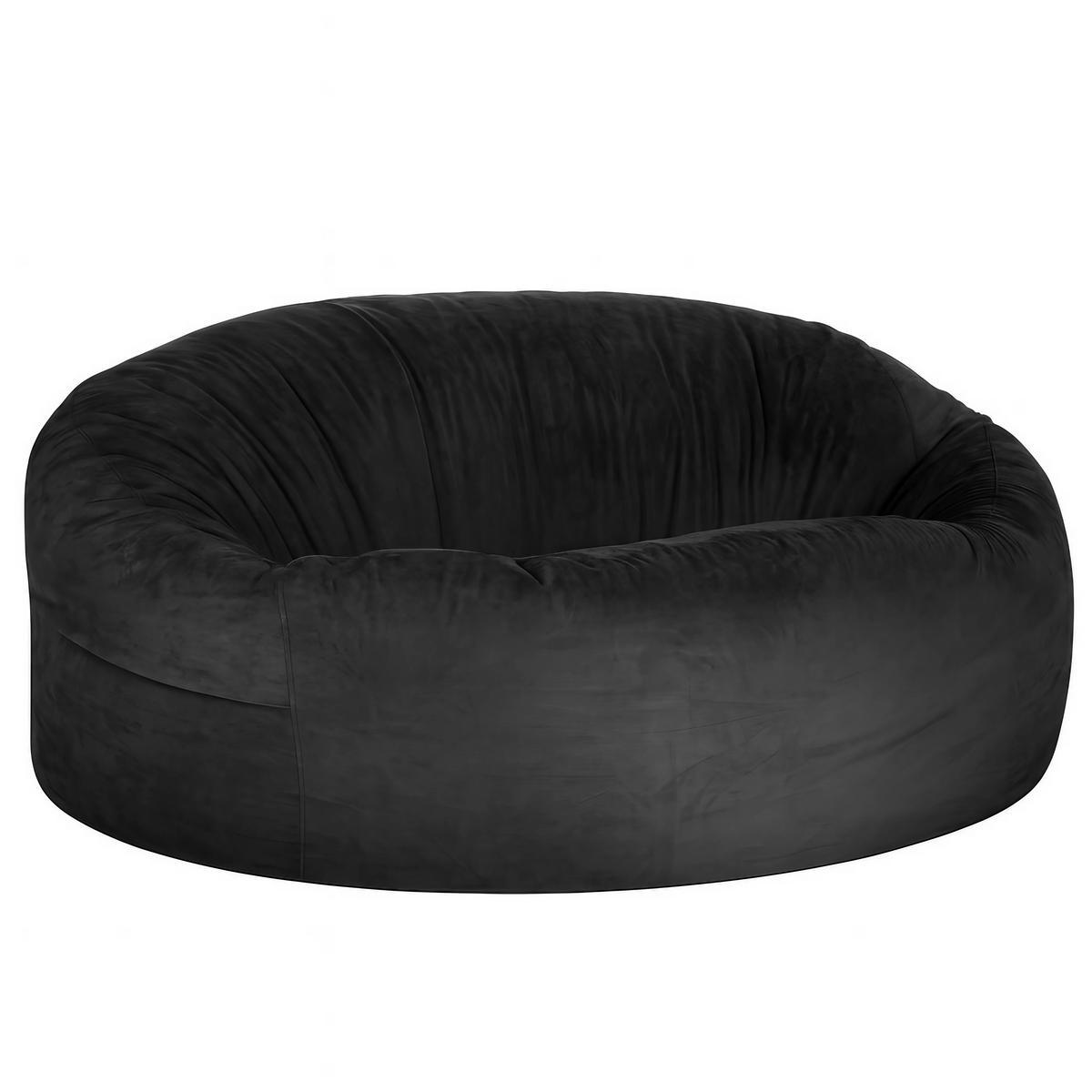 RIESEN-SITZSACK XXL JUMBO Velours 6ft - Schwarz, Textil (180/120/180cm) - Green Bean