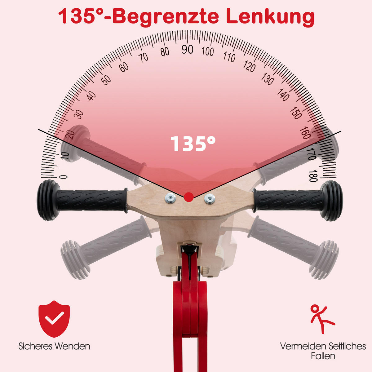 KINDERROLLER umwandelbarer Rot - Rot, Holz (96/38/58cm) - COSTWAY