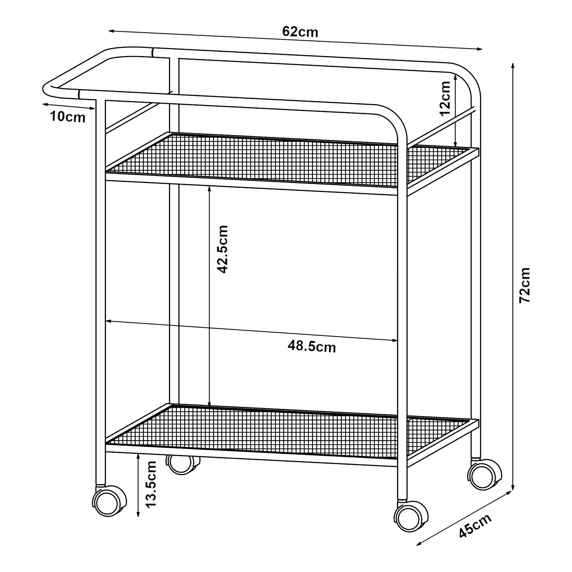 SERVIERWAGEN Hole - Schwarz, Metall (62/72/45cm) - [en.casa]