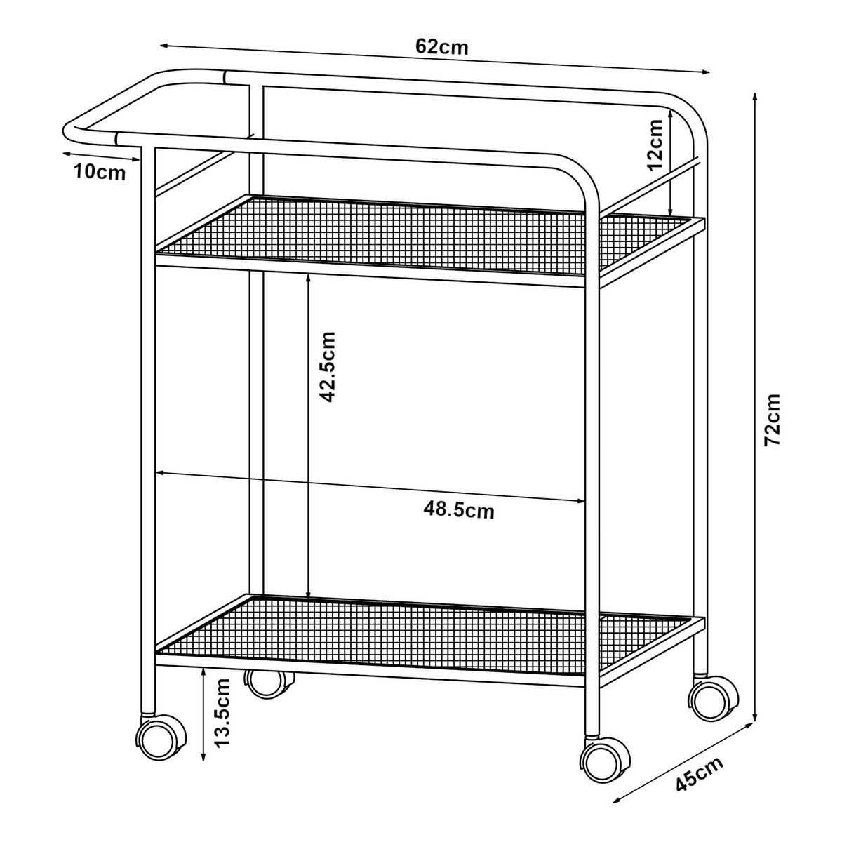 SERVIERWAGEN Hole - Schwarz, Metall (62/72/45cm) - [en.casa]
