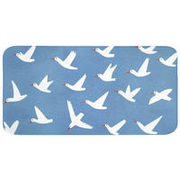 BADEMATTE Vögel - Weiß - Muster 120x60 cm - Blau, Kunststoff/Textil (120/60cm)