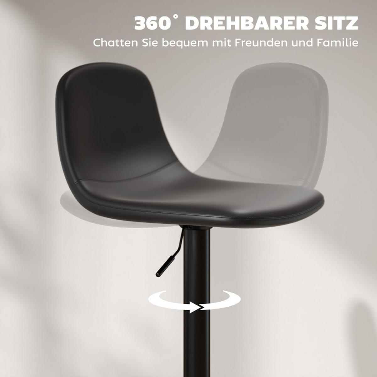 BARHOCKER DE-36019 2er Set höhenverstellbar drehbar Schwarz - Schwarz, Metall (44/104/40.5cm) - ComfortXL