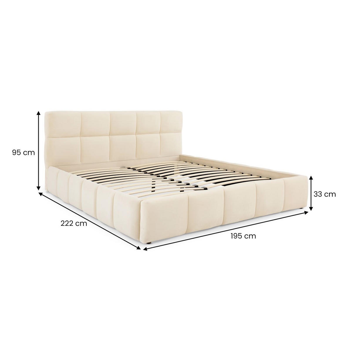 POLSTERBETT CLOUD 180x200 cm cremeweiß - Creme, Textil (180/200cm) - IDIMEX