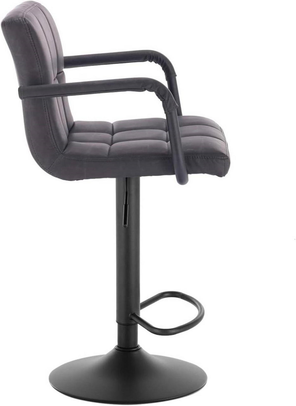 BARHOCKER drehbar, Antiklederoptik, Anthrazit - Anthrazit/Schwarz, Textil/Metall (51/90/37cm) - Woltu