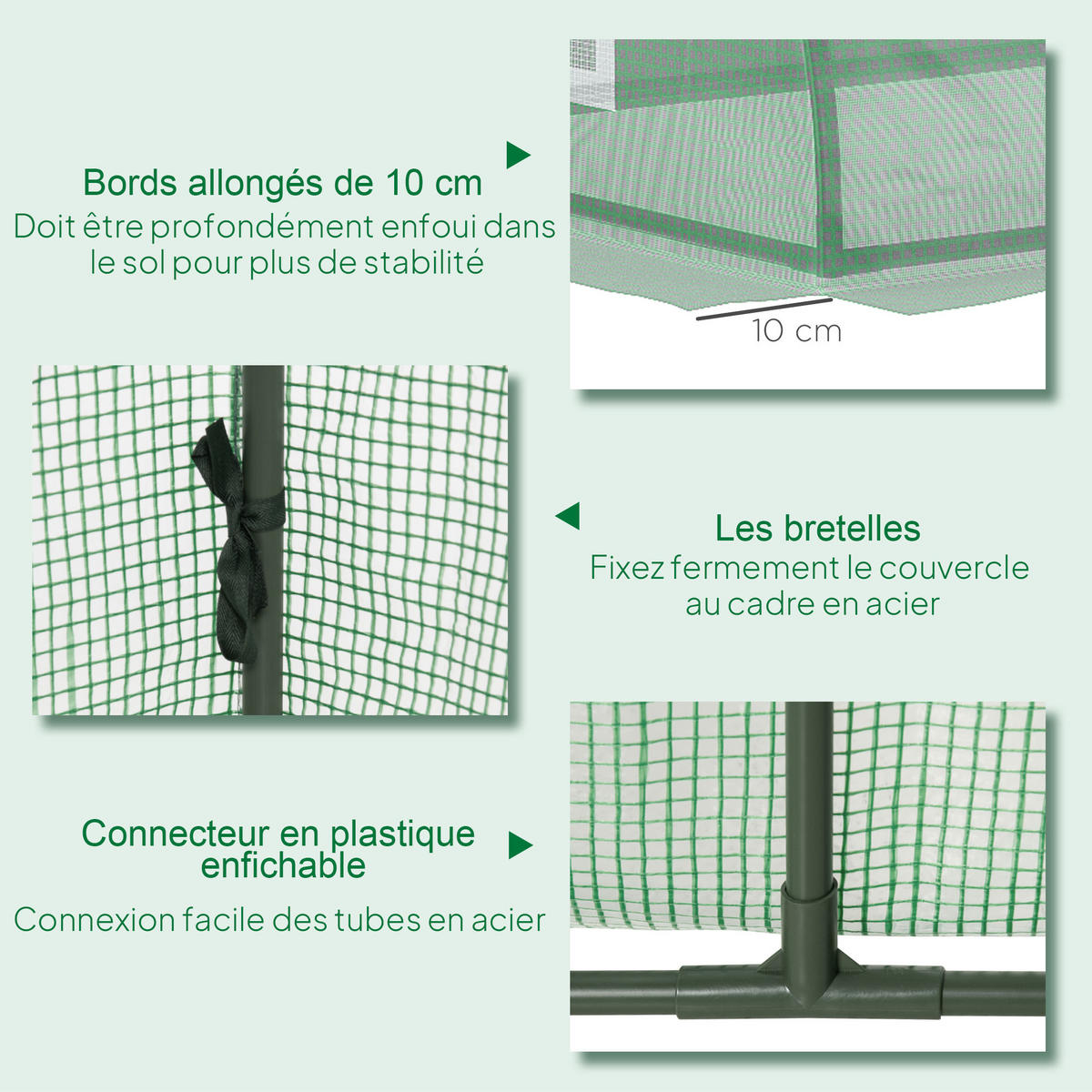 GEWÄCHSHAUS DE-12053 niedriges Design mit 4 Netzfenstern Grün - Grün, Kunststoff (80/45/200cm) - ComfortXL