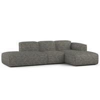 ECKSOFA mit Chaiselongue - Schwarz/Grau, Kunststoff/Textil (290/173cm) - home24