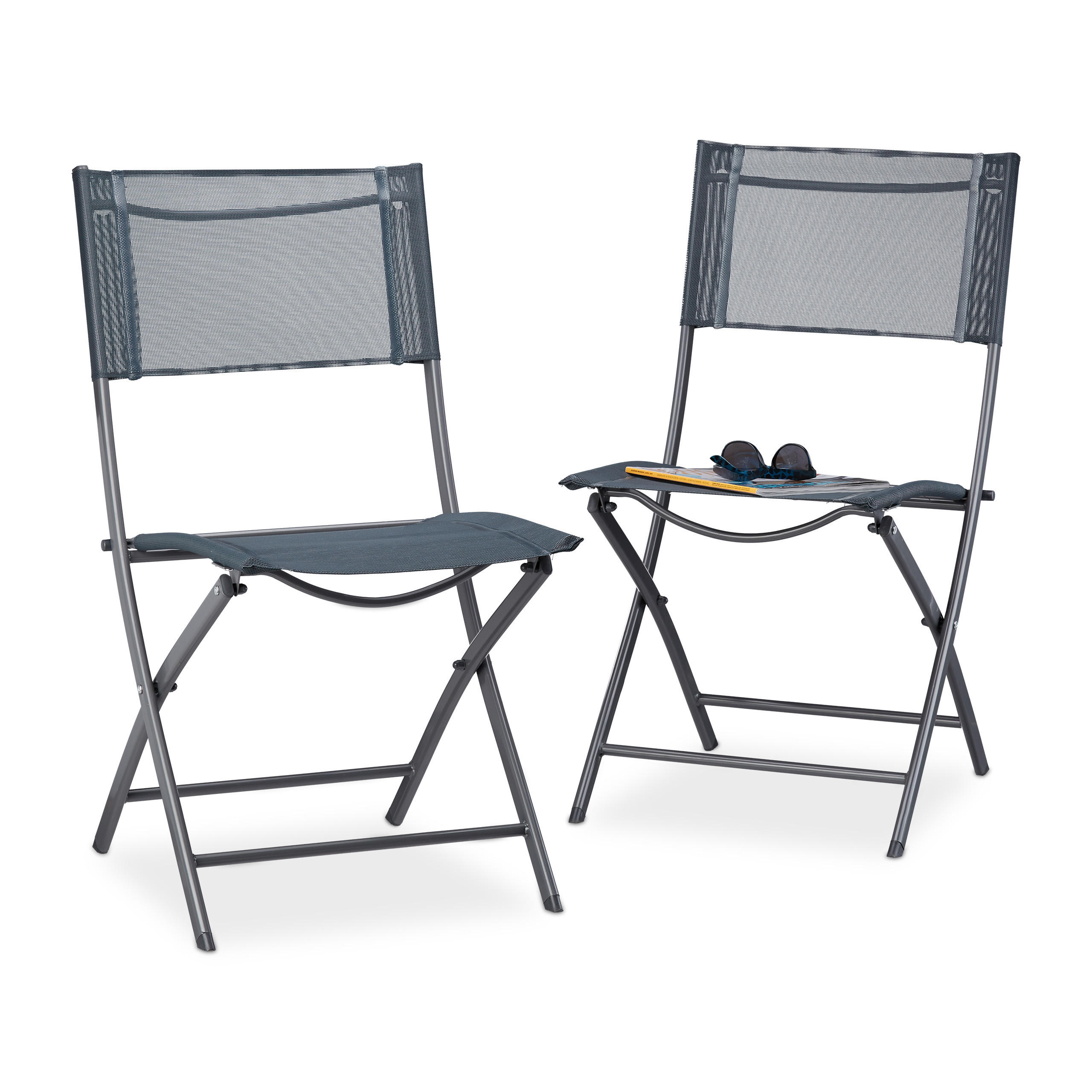 2XKLAPPSTUHL - Multicolor, Textil/Metall (55/87/48cm) - Relaxdays