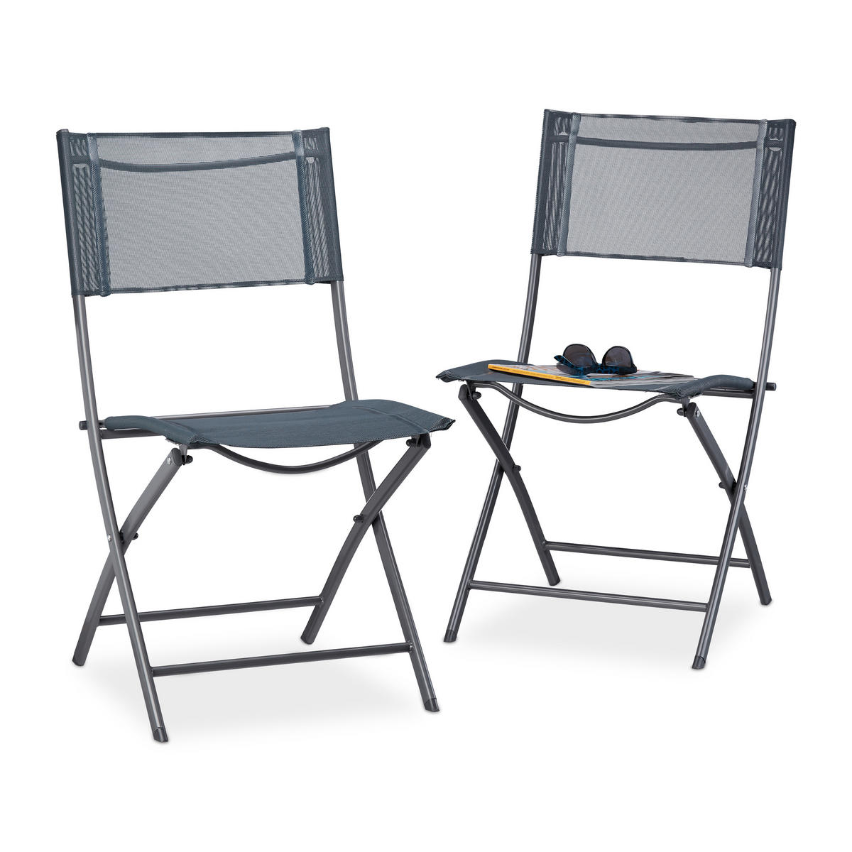2XKLAPPSTUHL - Multicolor, Textil/Metall (55/87/48cm) - Relaxdays