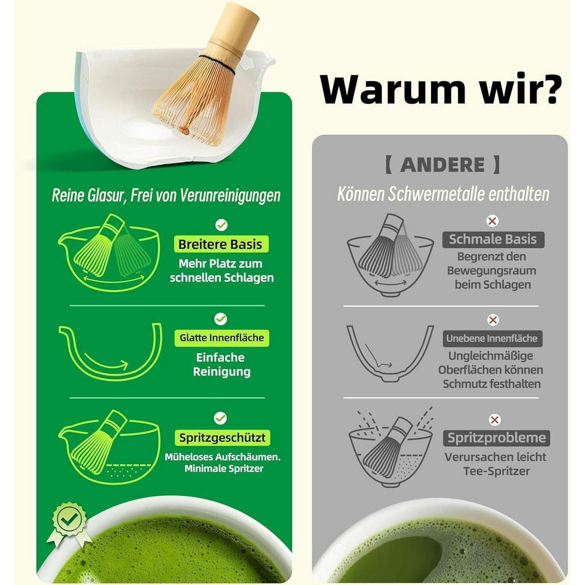 MATCHASCHALE 2-teiliges Set Keramik blau-weißer Farbverlauf 12,5 cm - Multicolor, Keramik (14.5/10.4/14.5cm)