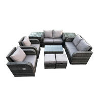 LOUNGESOFA-SET Polyrattan Dunkelgrau 8-Sitzer - Dunkelgrau, Metall - Fimous