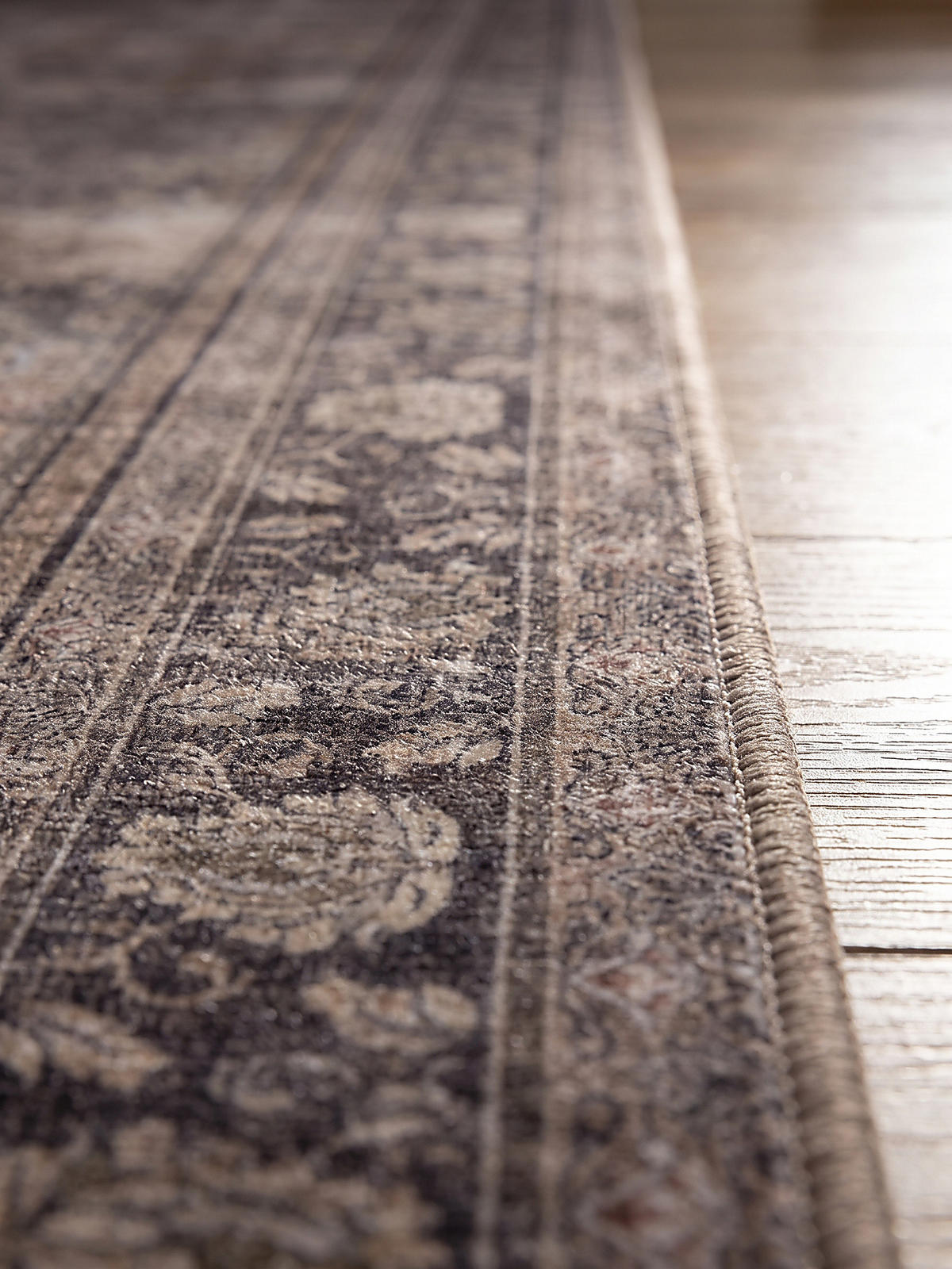 LÄUFER waschbar, mit floralen Ornamenten, VERNANTE in Braun-Grau, 80 x 150 cm - Braun, Textil (80/150cm) - KADIMA DESIGN